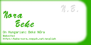 nora beke business card